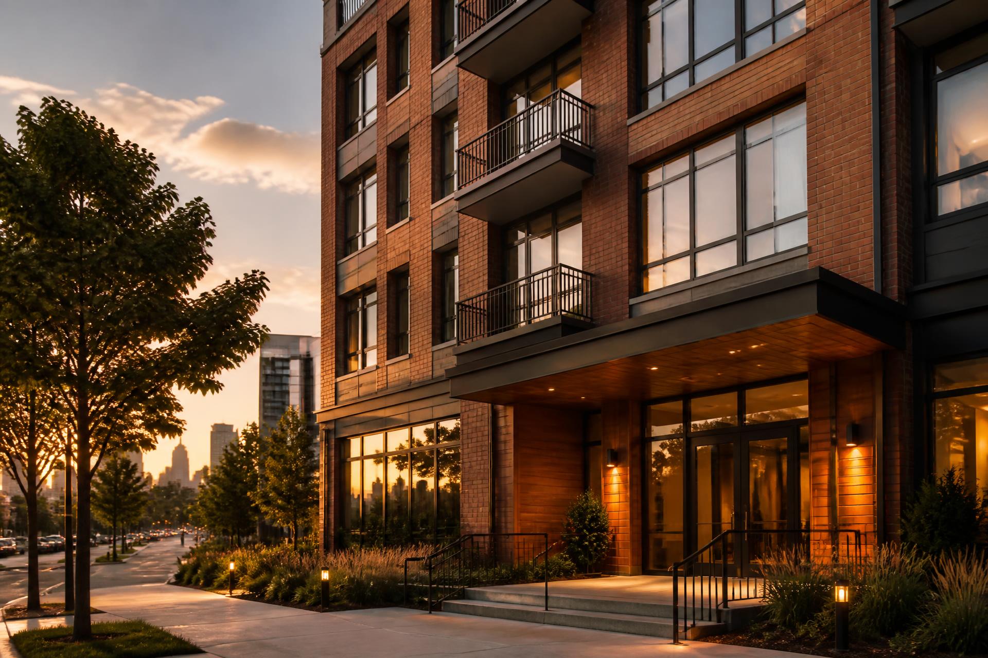 Modern independent living residence at golden hour